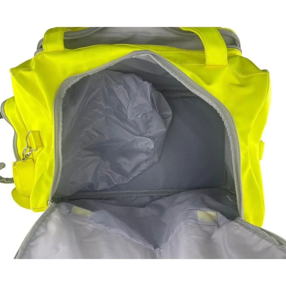 Neon Yellow Softball Stitching Duffel Bag Sports Travel Gym Bag with Shoe Pocket